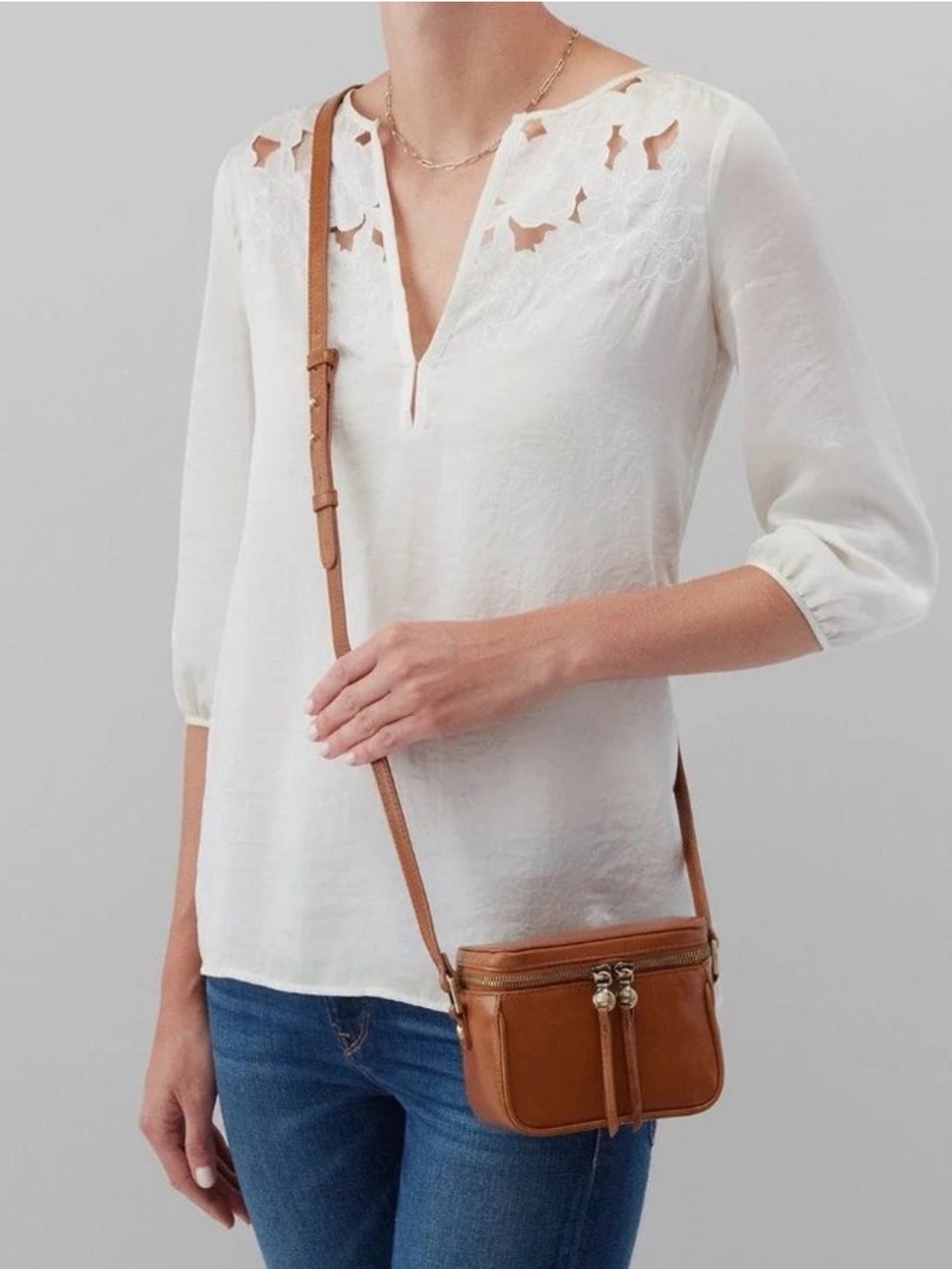 Vintage Hobo Pixie TRUFFLE  Leather Crossbody Bucket Bag .